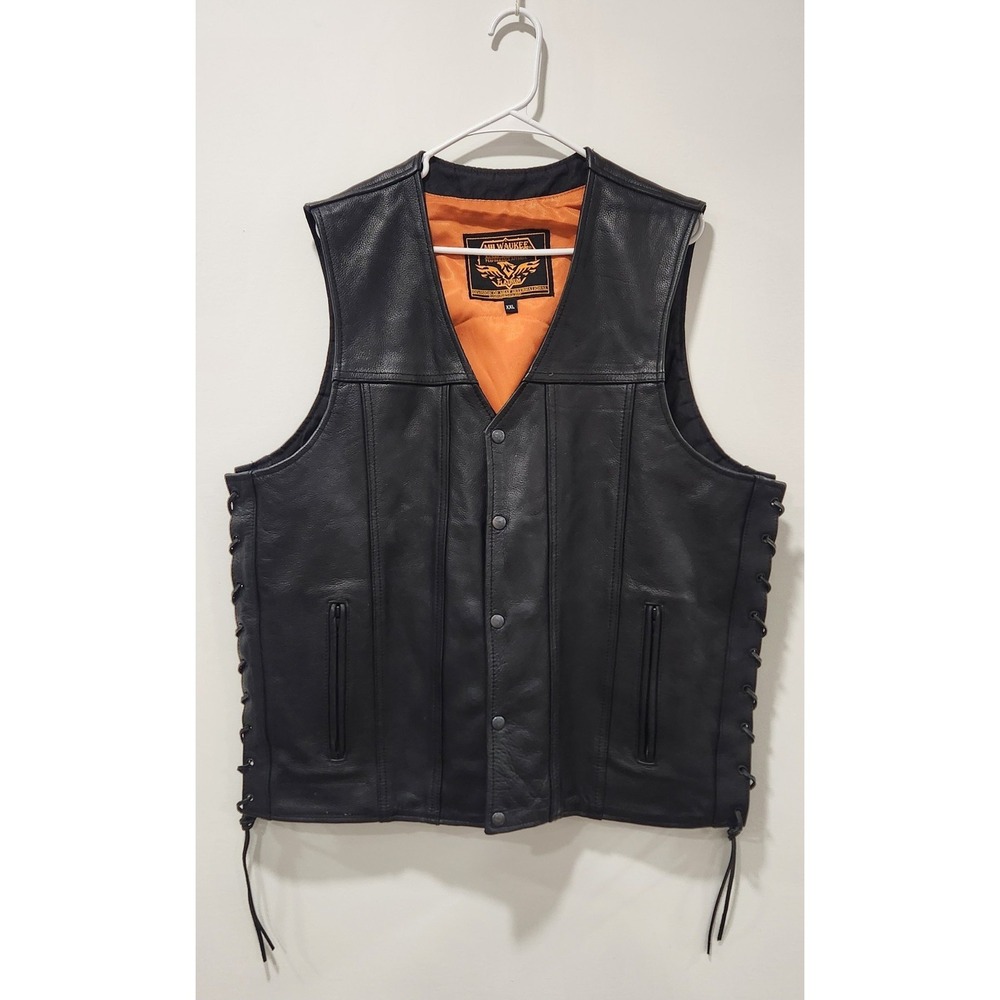 Milwaukee‎ Leather Platinum Vest Men's XXL Black Motorcycle Biker Vest
